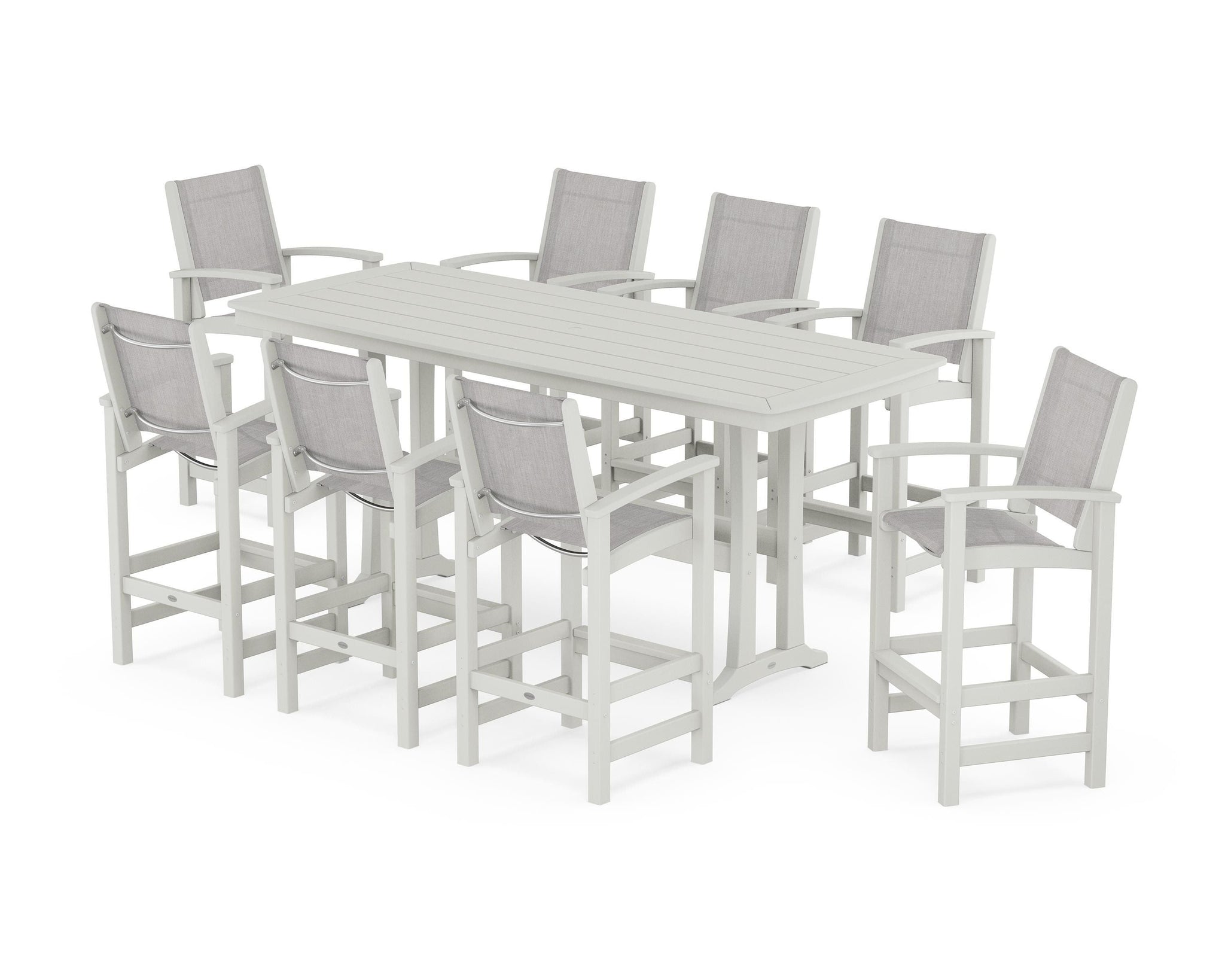 Coastal 9-Piece Bar Set with Trestle Legs