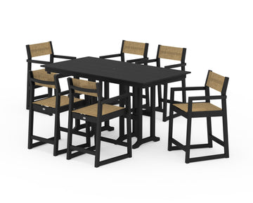 EDGE Sling Arm Chair 7-Piece Farmhouse Counter Set