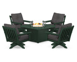 Vineyard 5-Piece Deep Seating Swivel Conversation Set with Fire Pit Table