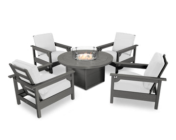 Club 5-Piece Conversation Set with Fire Pit Table