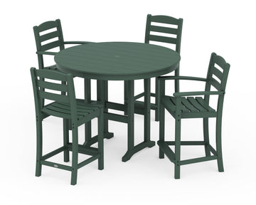 La Casa Café 5-Piece Round Farmhouse Counter Dining Set