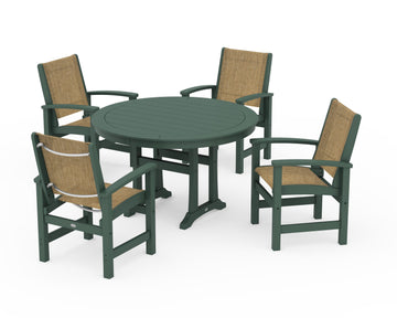 Coastal 5-Piece Round Dining Set with Trestle Legs