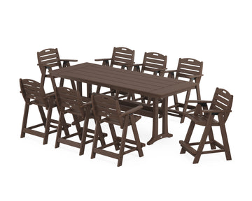 Nautical 9-Piece Farmhouse Counter Set with Trestle Legs