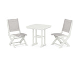Coastal Folding Side Chair 3-Piece Dining Set