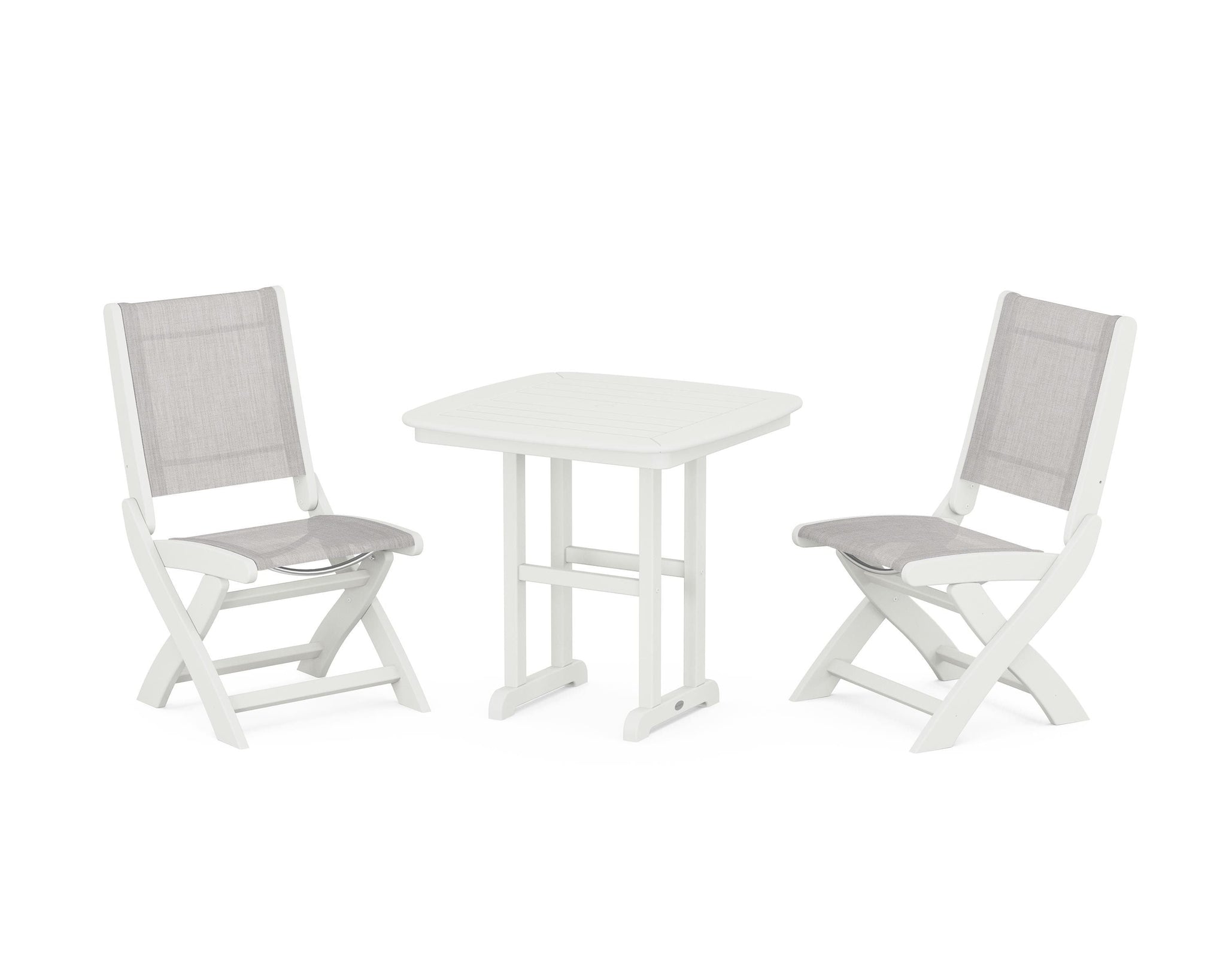 Coastal Folding Side Chair 3-Piece Dining Set
