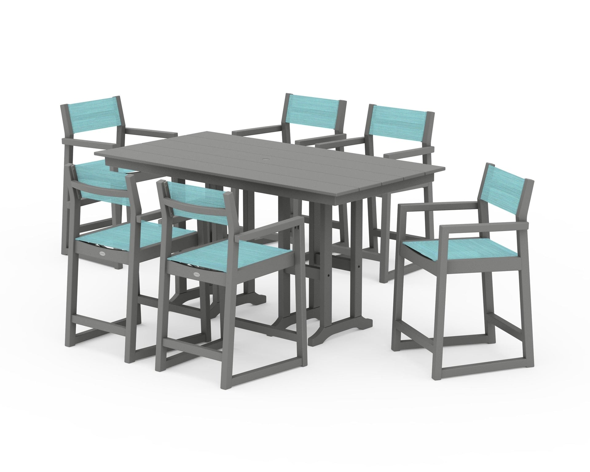 EDGE Sling Arm Chair 7-Piece Farmhouse Counter Set