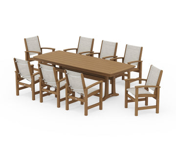 Coastal 9-Piece Dining Set with Trestle Legs