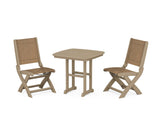 Coastal Folding Side Chair 3-Piece Dining Set
