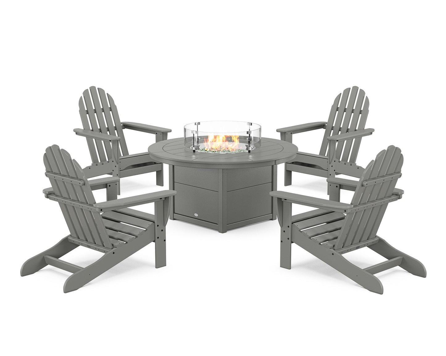Classic Adirondack 5-Piece Conversation Set with Fire Pit Table
