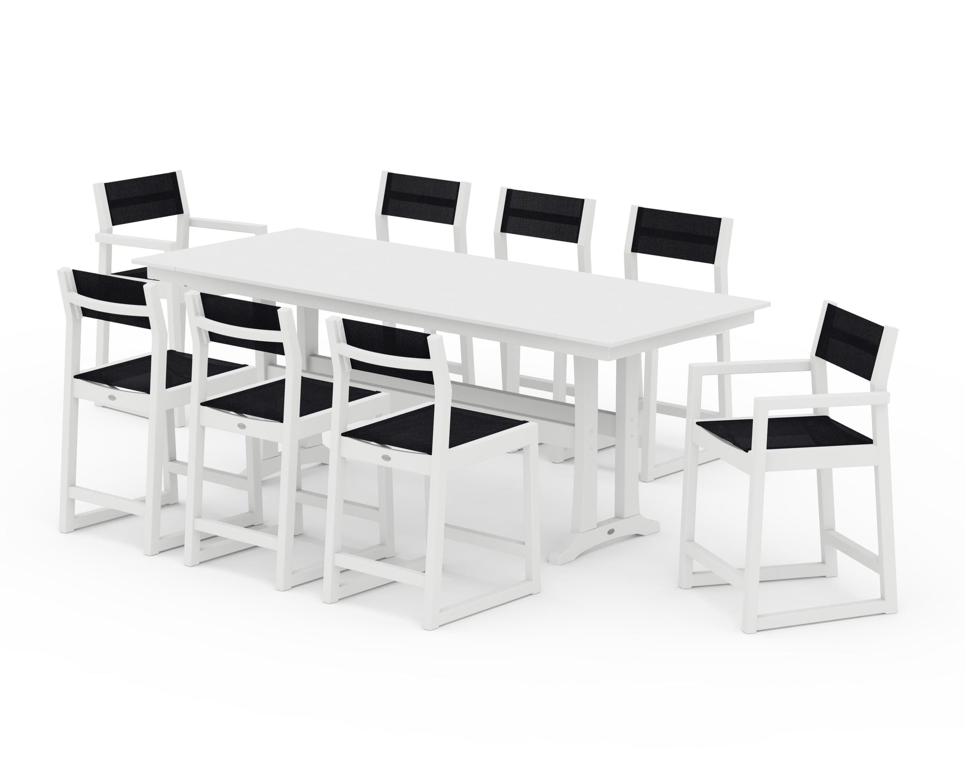 EDGE Sling 9-Piece Farmhouse Counter Set with Trestle Legs