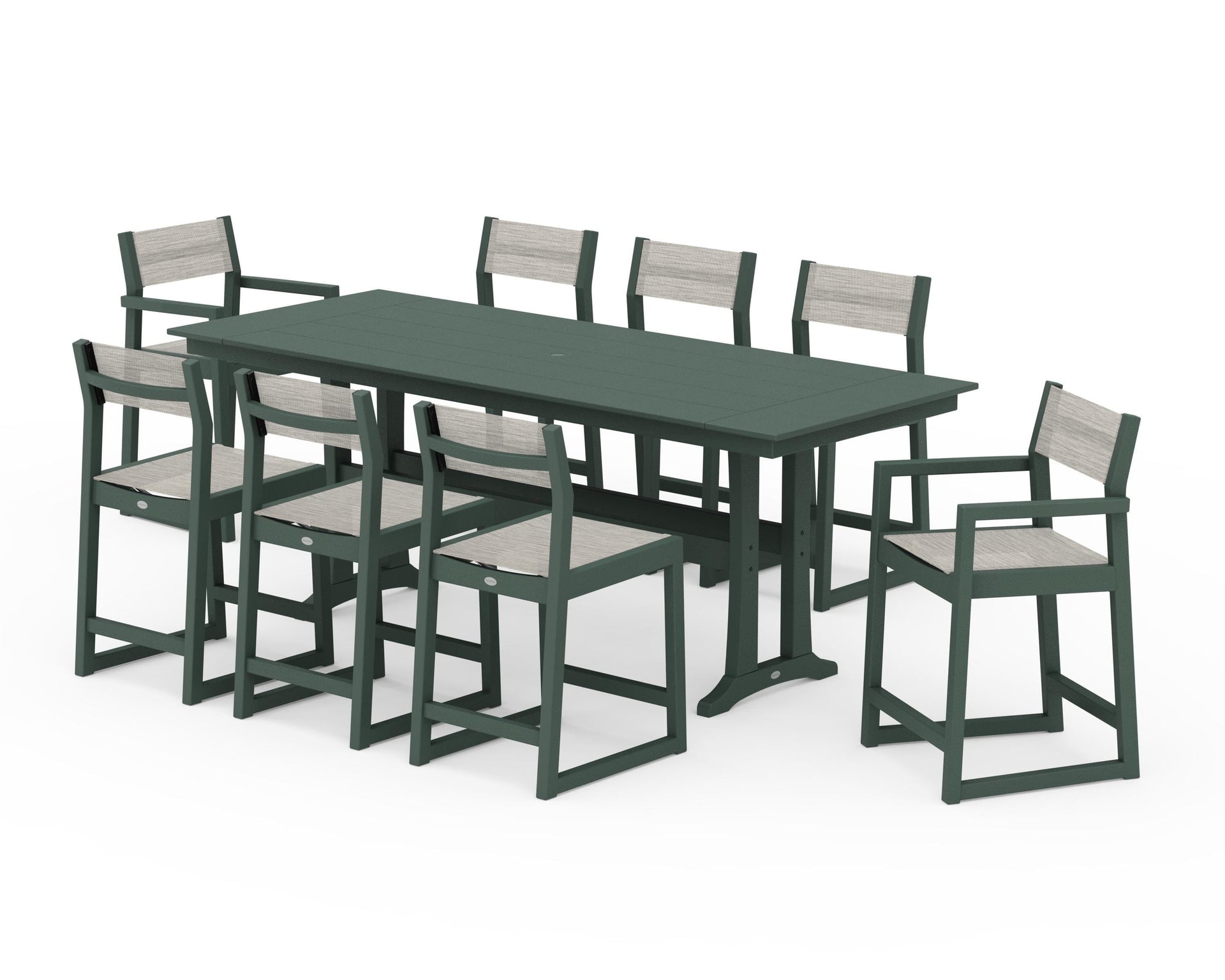 EDGE Sling 9-Piece Farmhouse Counter Set with Trestle Legs