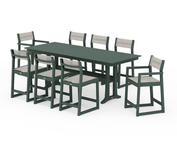 EDGE Sling 9-Piece Farmhouse Counter Set with Trestle Legs