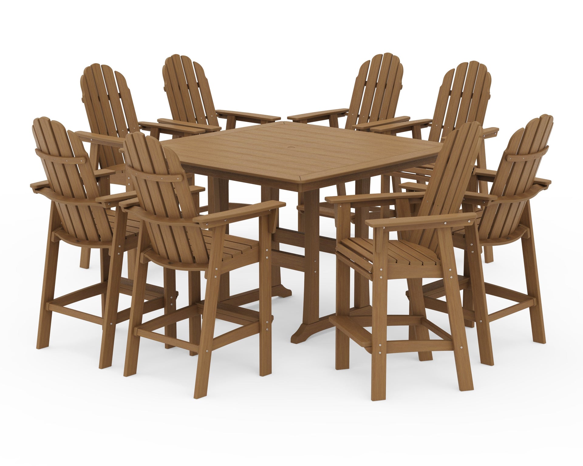Vineyard Curveback Adirondack 9-Piece Trestle Bar Set