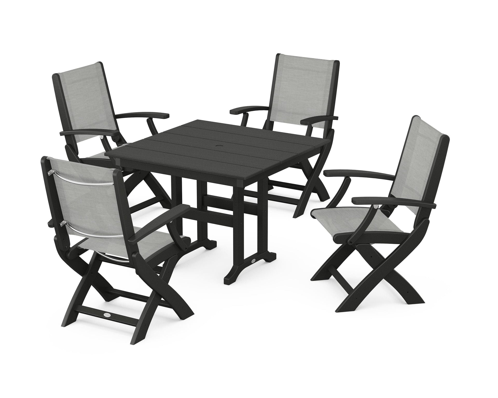 Coastal Folding Chair 5-Piece Farmhouse Dining Set