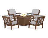 Braxton 5-Piece Deep Seating Conversation Set with Fire Pit Table