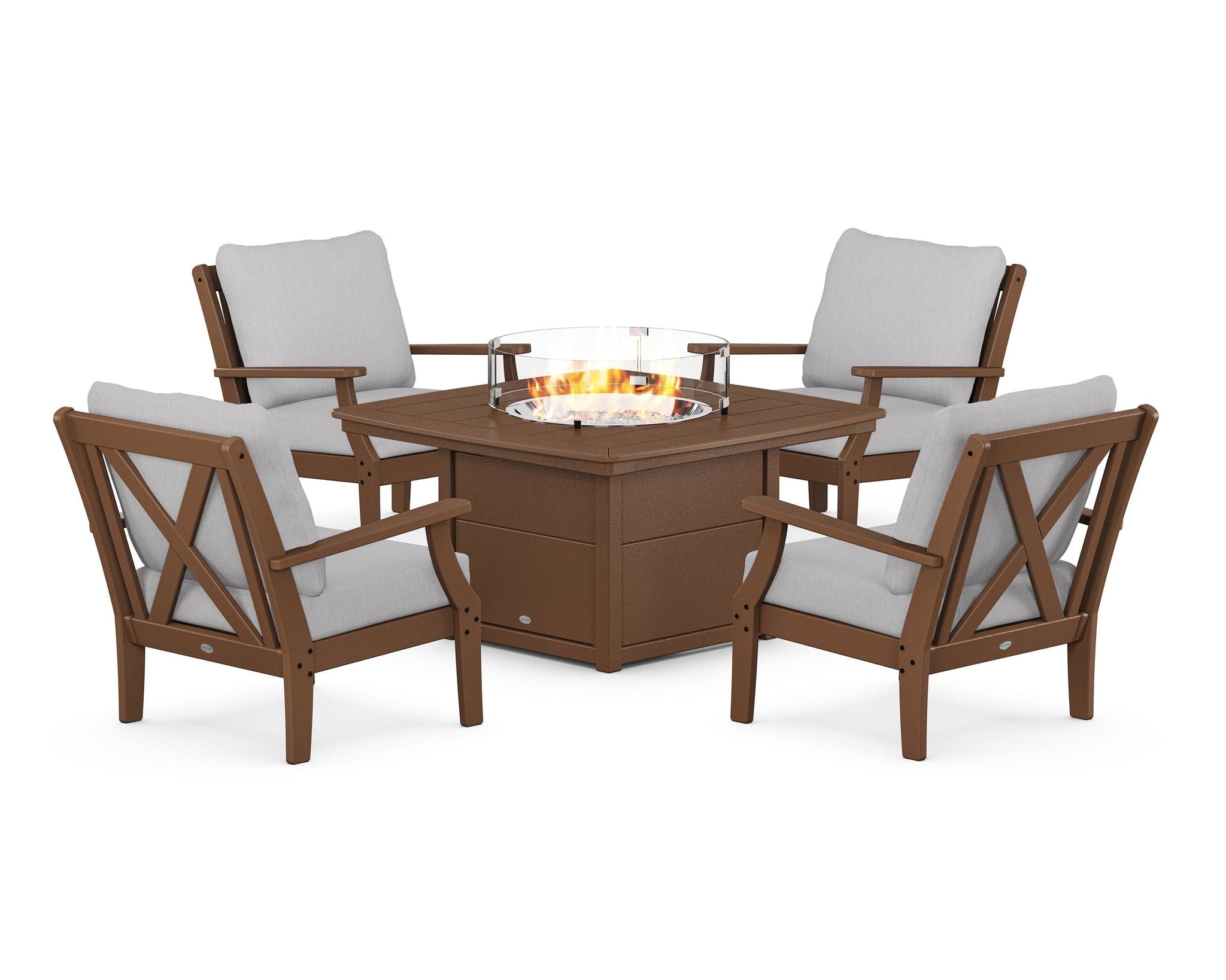 Braxton 5-Piece Deep Seating Conversation Set with Fire Pit Table