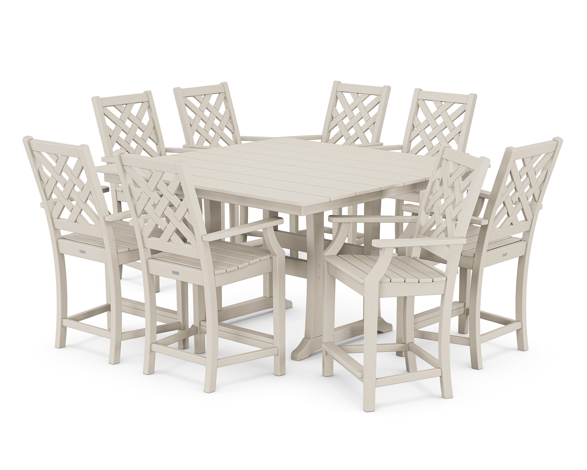 Wovendale 9-Piece Square Farmhouse Counter Set with Trestle Legs