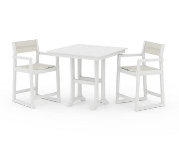 EDGE Sling Arm Chair 3-Piece Farmhouse Counter Set with Trestle Legs