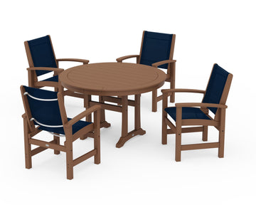 Coastal 5-Piece Round Dining Set with Trestle Legs