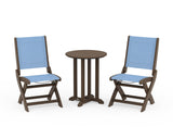 Coastal Folding Side Chair 3-Piece Round Bistro Dining Set