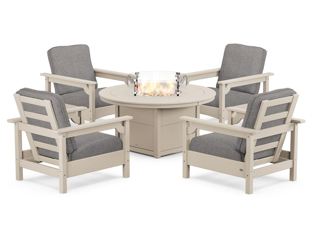 Club 5-Piece Conversation Set with Fire Pit Table