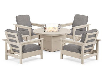 Club 5-Piece Conversation Set with Fire Pit Table