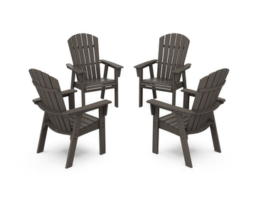 Nautical 4-Piece Curveback Upright Adirondack Conversation Set