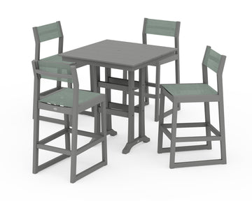 EDGE Sling Arm Chair 5-Piece Farmhouse Bar Set with Trestle Legs