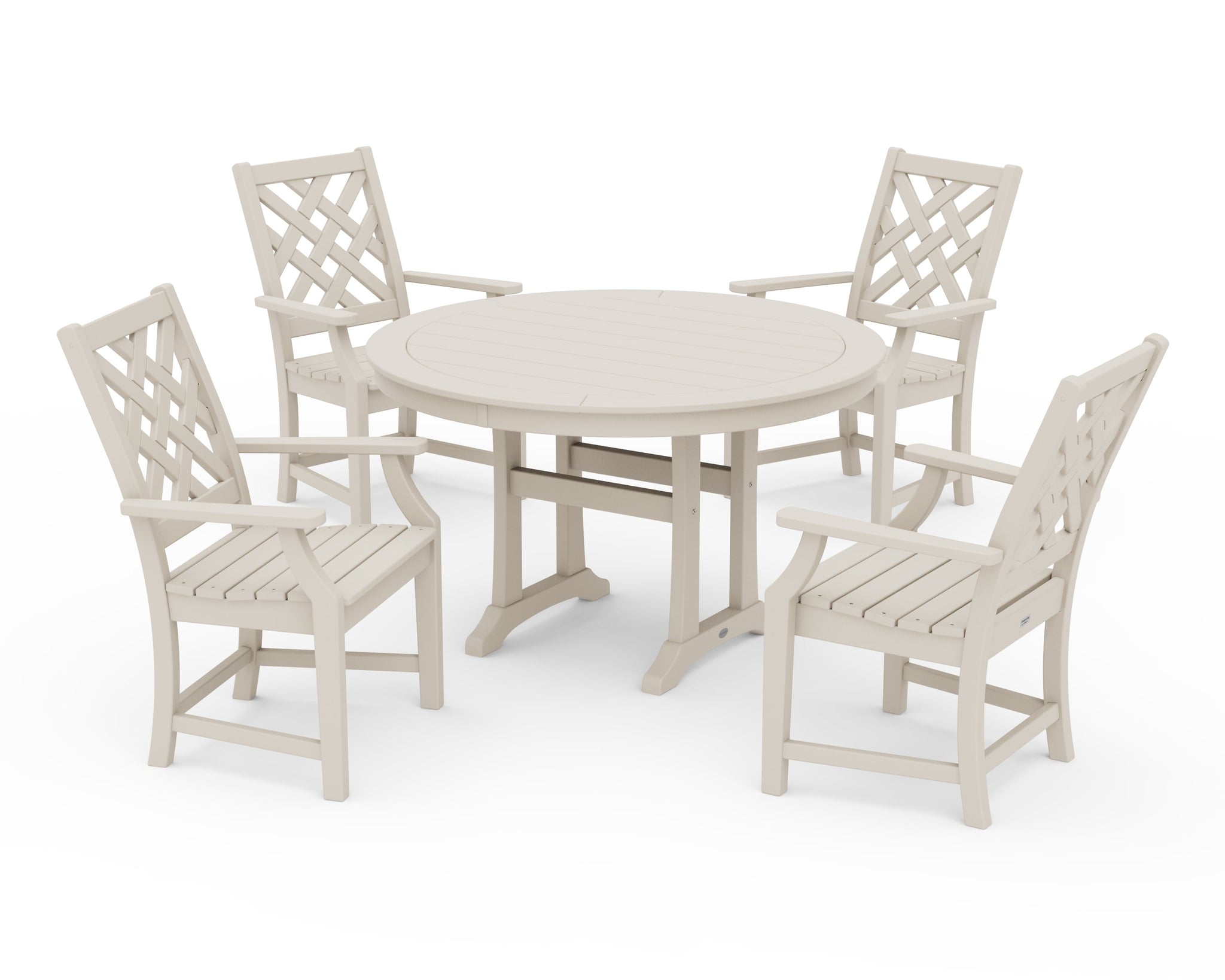 Wovendale 5-Piece Round Dining Set with Trestle Legs