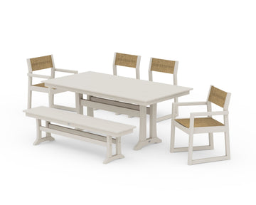 EDGE Sling 6-Piece Farmhouse Dining Set With Trestle Legs