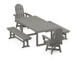 Vineyard Curveback Adirondack Swivel Chair 5-Piece Dining Set with Benches