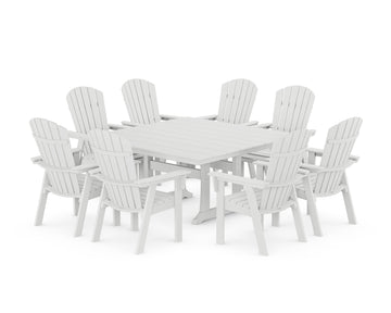 Nautical Curveback Adirondack 9-Piece Square Dining Set with Trestle Legs