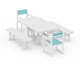 EDGE Sling Arm Chair 5-Piece Farmhouse Dining Set with Benches