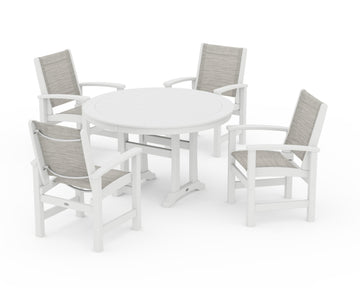 Coastal 5-Piece Round Dining Set with Trestle Legs