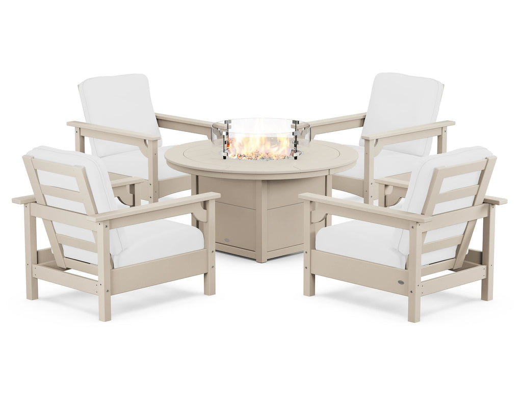 Club 5-Piece Conversation Set with Fire Pit Table