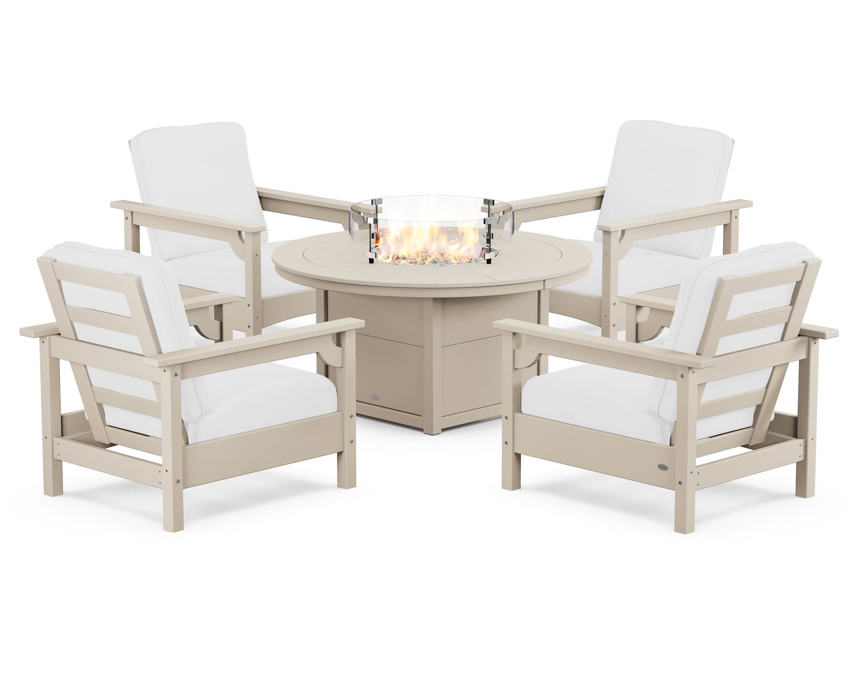 Club 5-Piece Conversation Set with Fire Pit Table