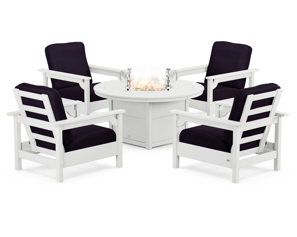 Club 5-Piece Conversation Set with Fire Pit Table
