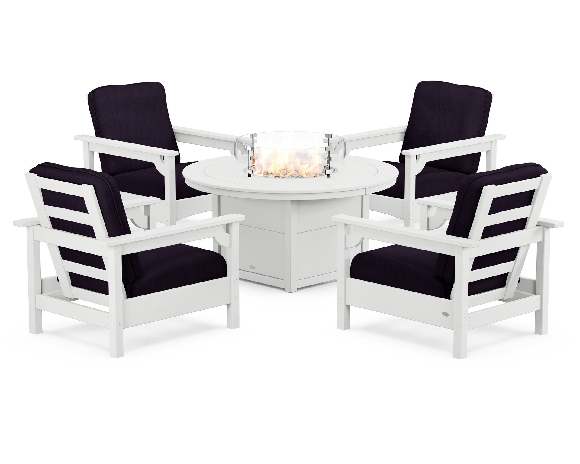 Club 5-Piece Conversation Set with Fire Pit Table