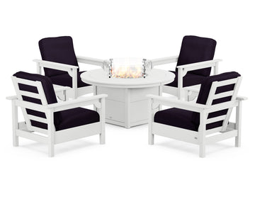 Club 5-Piece Conversation Set with Fire Pit Table