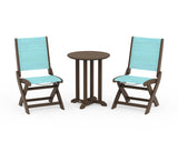 Coastal Folding Side Chair 3-Piece Round Bistro Dining Set