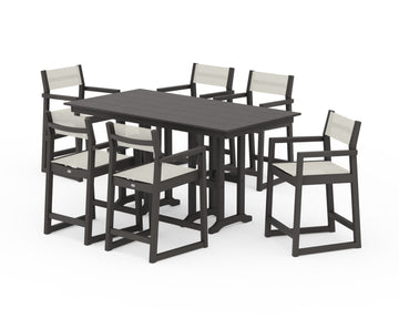 EDGE Sling Arm Chair 7-Piece Farmhouse Counter Set