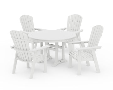 Nautical Curveback Adirondack 5-Piece Round Dining Set with Trestle Legs