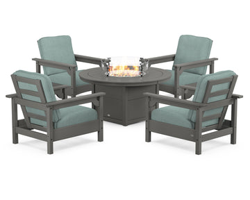 Club 5-Piece Conversation Set with Fire Pit Table