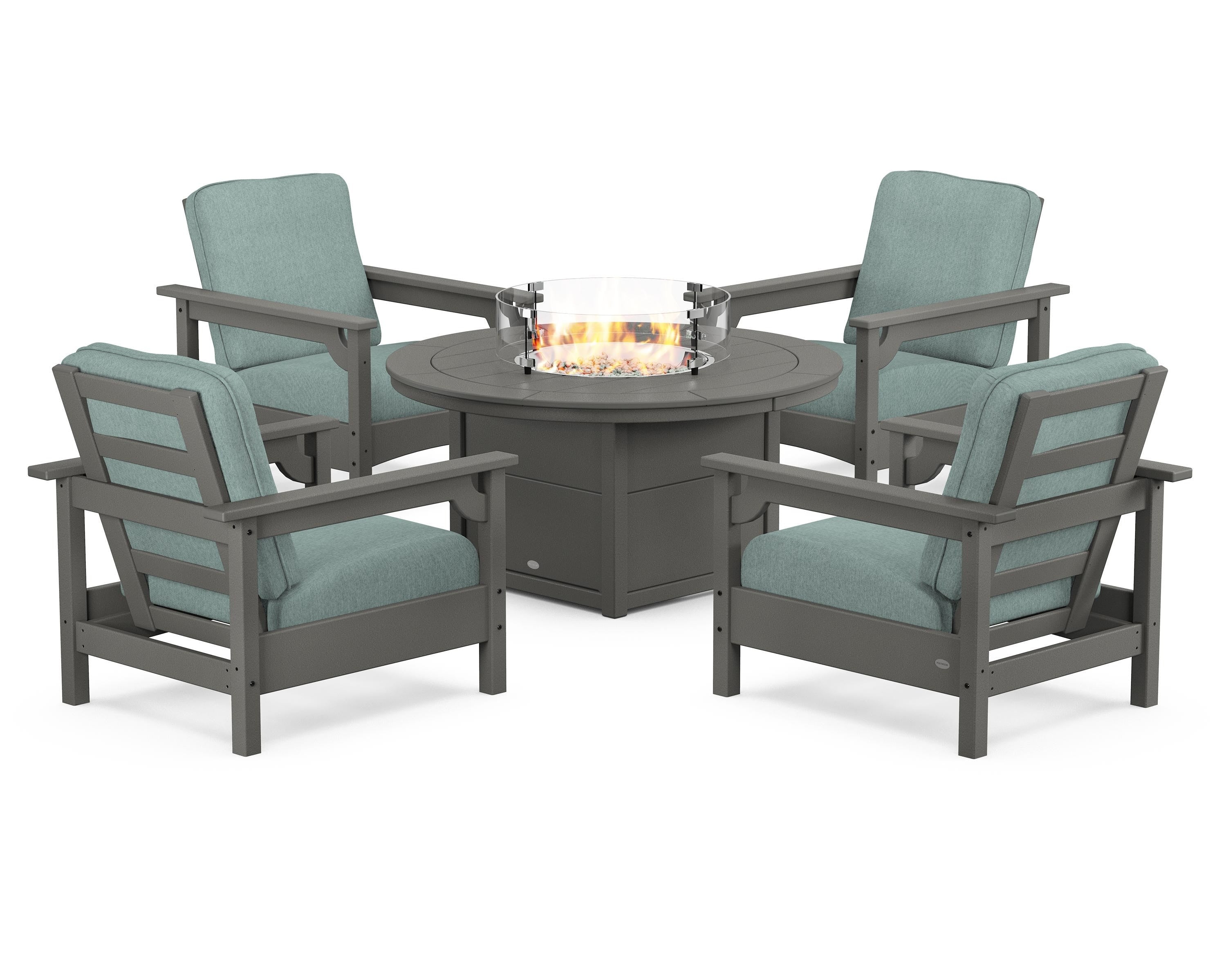Club 5-Piece Conversation Set with Fire Pit Table
