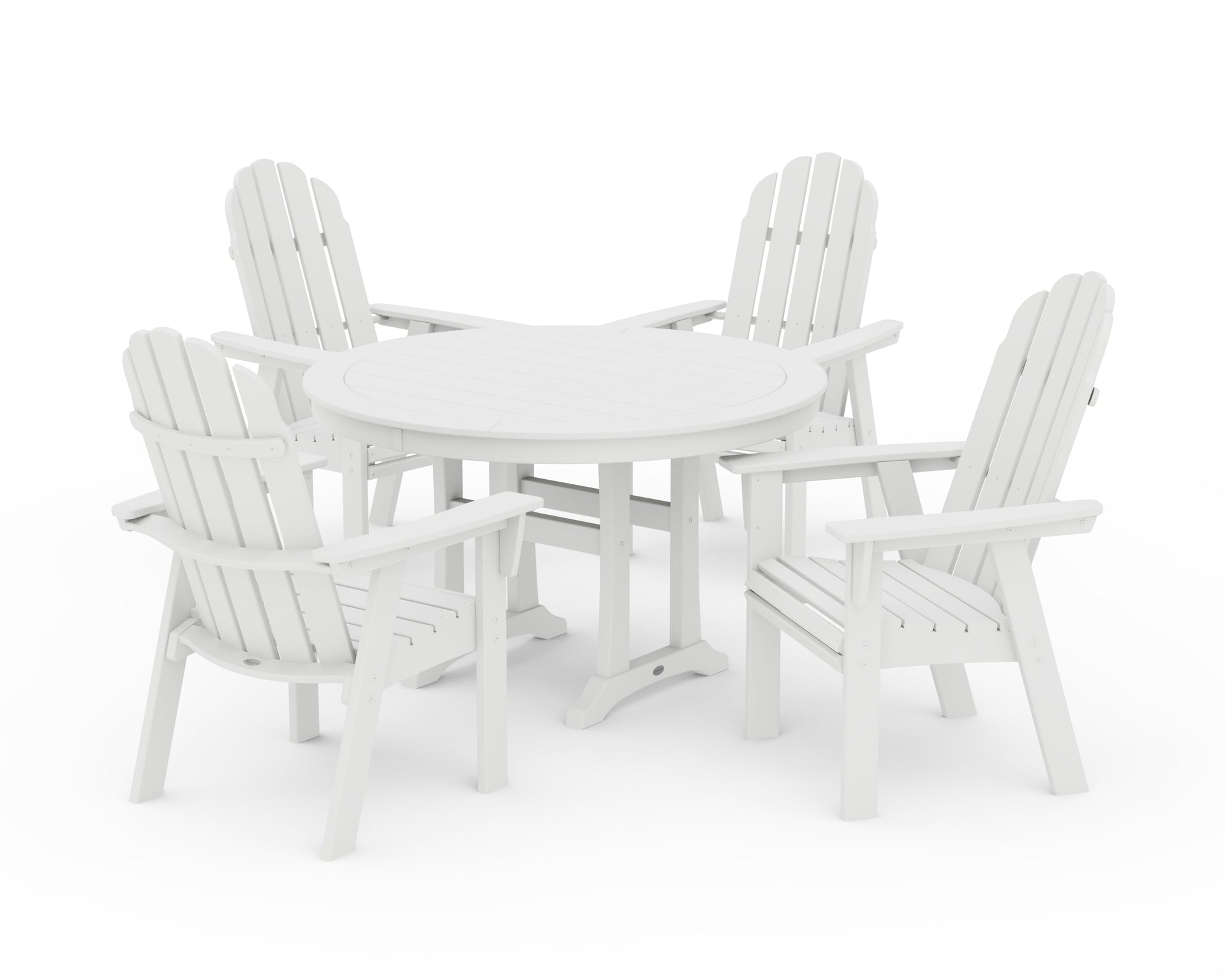 Vineyard Curveback Adirondack 5-Piece Nautical Trestle Dining Set