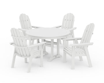 Vineyard Curveback Adirondack 5-Piece Nautical Trestle Dining Set