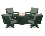 Vineyard 5-Piece Deep Seating Swivel Conversation Set with Fire Pit Table