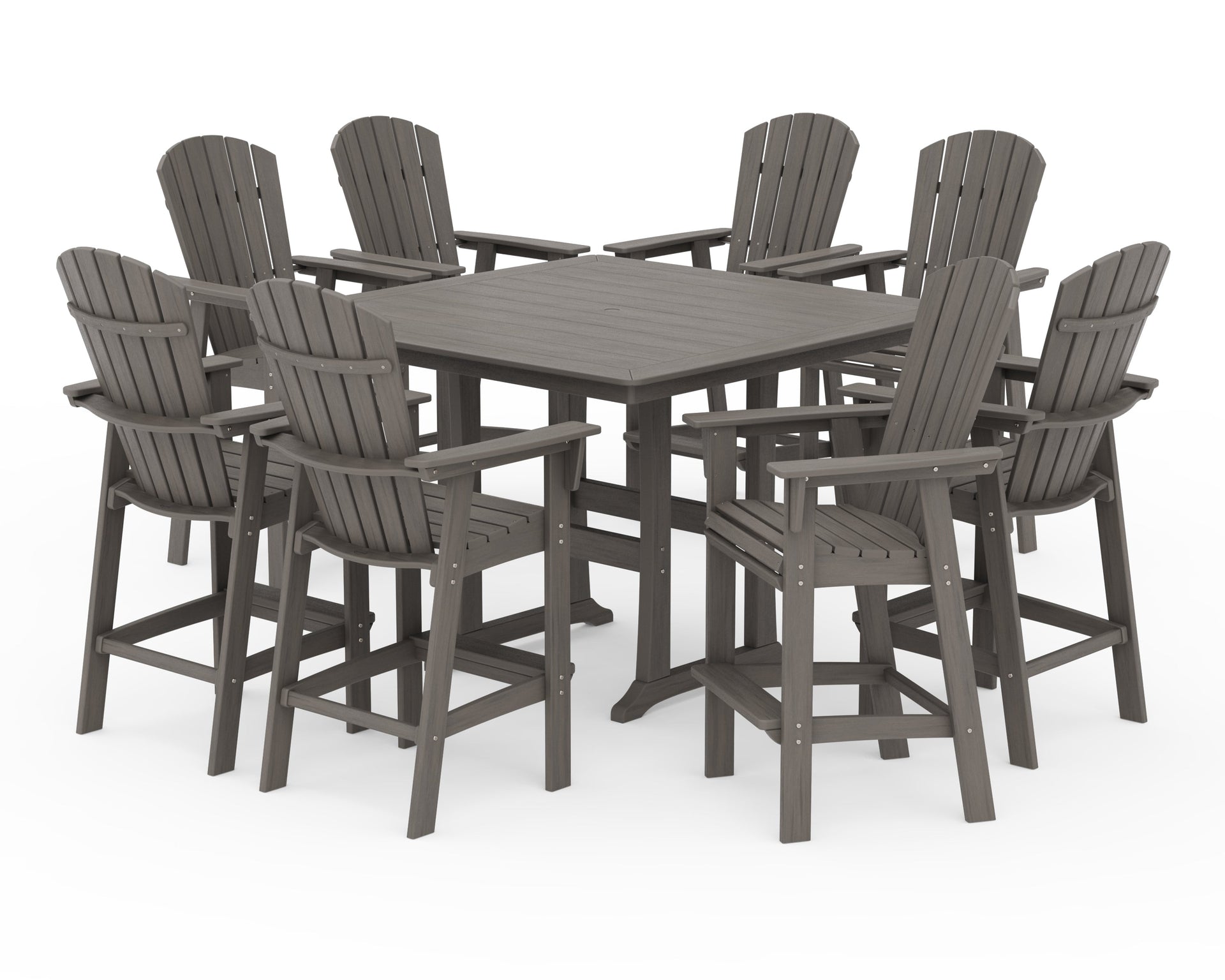 Nautical Curveback Adirondack 9-Piece Trestle Bar Set