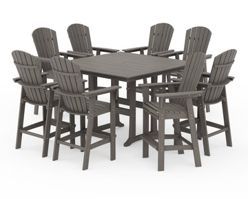 Nautical Curveback Adirondack 9-Piece Trestle Bar Set