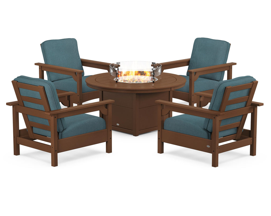 Club 5-Piece Conversation Set with Fire Pit Table